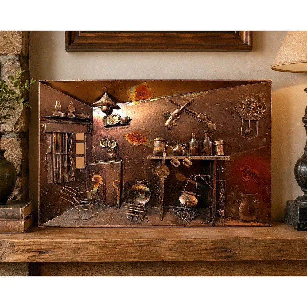 VTG Rare 3D Metalware Copper Wall Hanging Sculpture Music Box The Way We Were